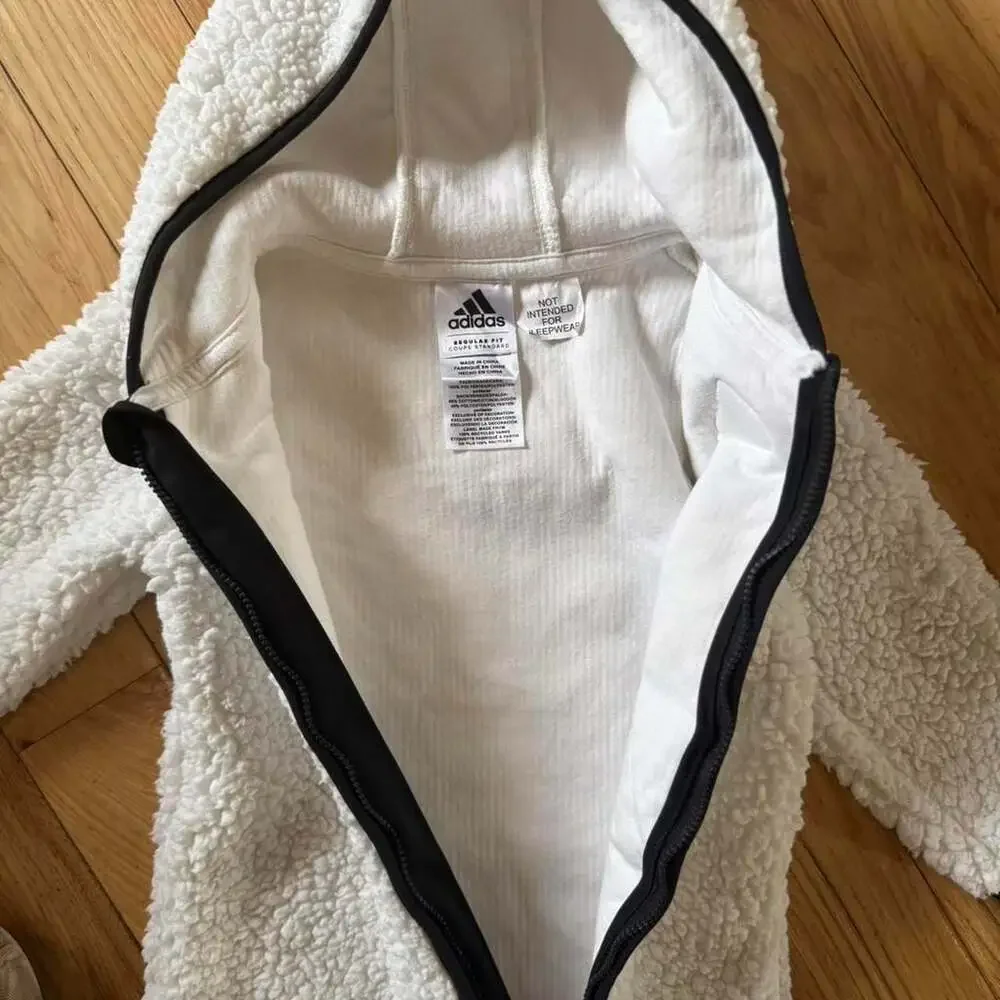 Adidas Baby Sherpa Hooded Bunting Suit 18M White